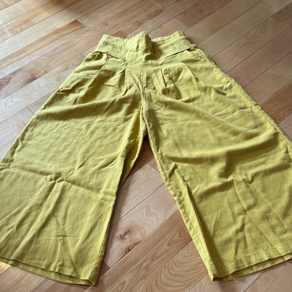 Wide-Leg Mustard Yellow Pull On Pants